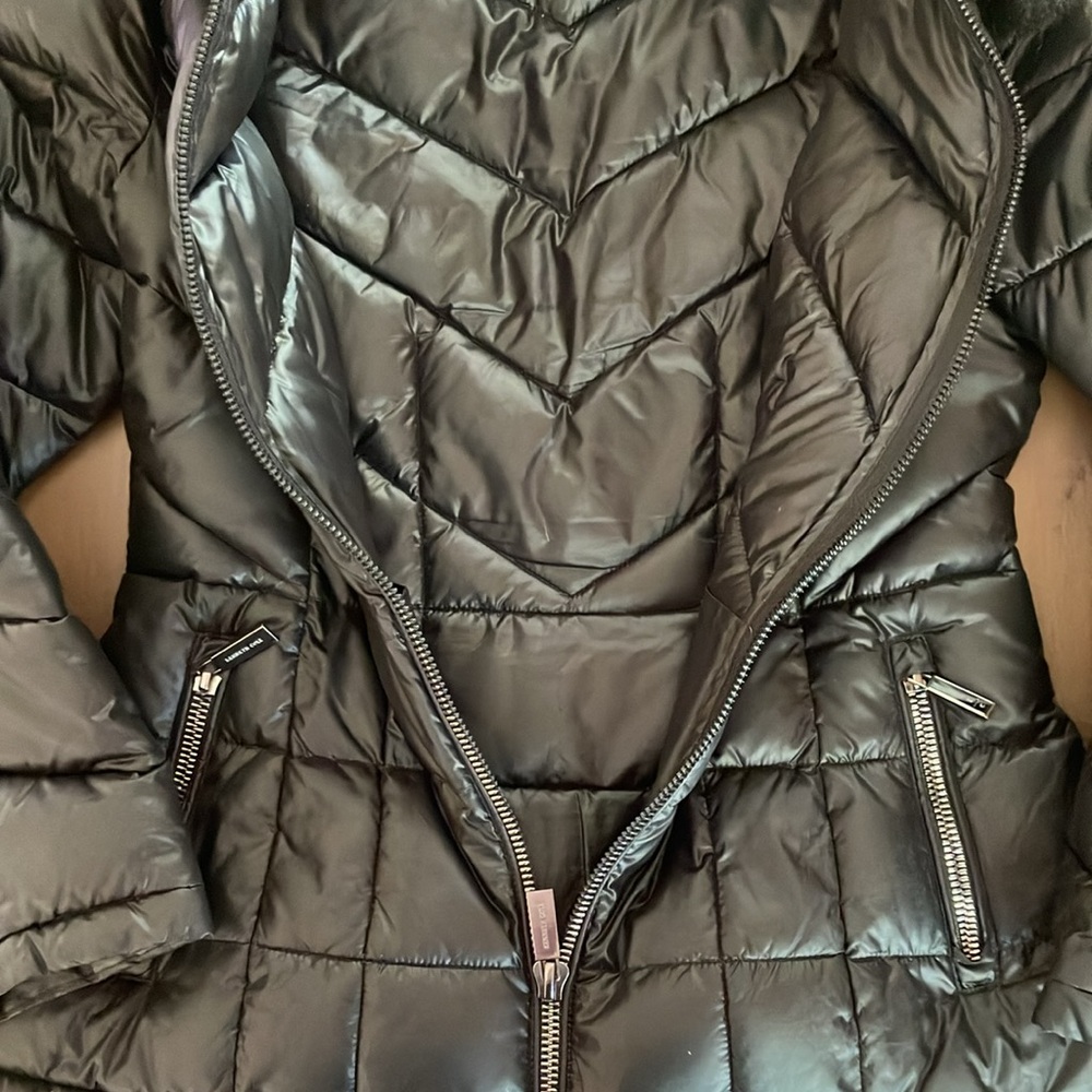 Kenneth Cole New York Womens Quilted Midi Puffer Coat Black Size S - Picture 7 of 8
